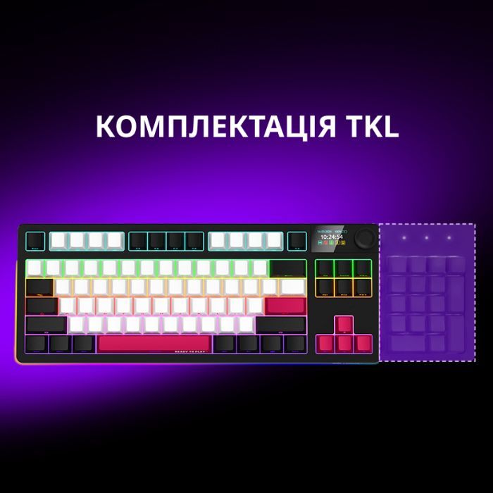 Клавиатура Lorgar KBP70TKLW Wireless TKL Mechanical Pro UA Black/Red (LRG-KBP70TKLW-BK-US) изображение 9