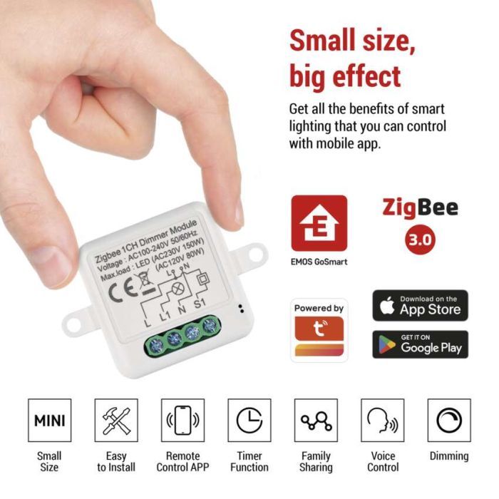 Модуль управління розумним будинком EMOS H5107 ZigBee 3.0 1-Channel Dimmer (H5107) зображення 12
