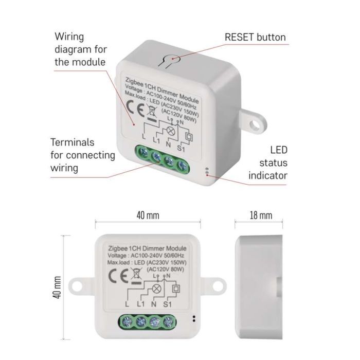 Модуль управління розумним будинком EMOS H5107 ZigBee 3.0 1-Channel Dimmer (H5107) зображення 9
