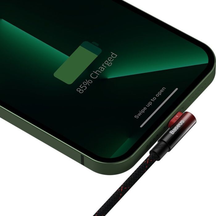 Дата кабель USB 2.0 AM to Lightning 1.0m 2.4A 90° corner black/red Baseus (CAVP000020) изображение 6