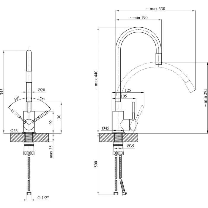 Смеситель Kroner Klassisch-PVD035BLK (CV032635) изображение 9
