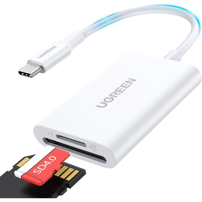 Зчитувач флеш-карт UGREEN USB-C 3.1 to TF/SD CM265 White (35506) зображення 2