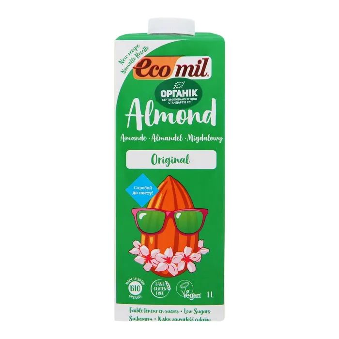 Молоко рослинне Ecomil Органічне з мигдалю з сиропом агави 1 л (230016)