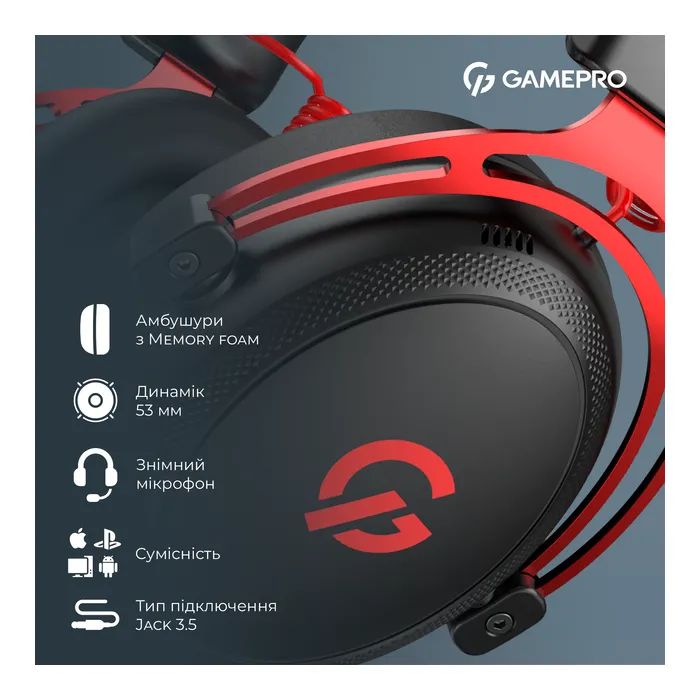 Наушники GamePro Asgard Skald Origin Black/Red (HS850BR) изображение 12