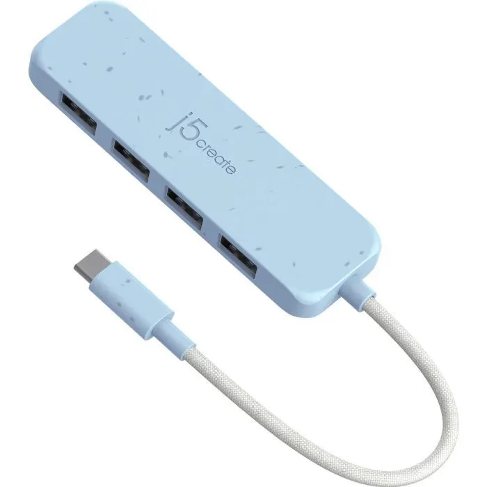 Концентратор J5create USB-C to 4xUSB-A 3.2 10Gbps cyan (JCH341EC-N) зображення 3