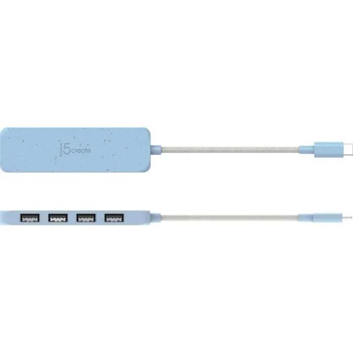Концентратор J5create USB-C to 4xUSB-A 3.2 10Gbps cyan (JCH341EC-N) зображення 4