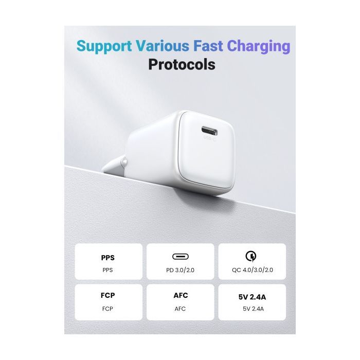 Зарядное устройство UGREEN USB-C PD20W GaN X512 white (55554) изображение 4