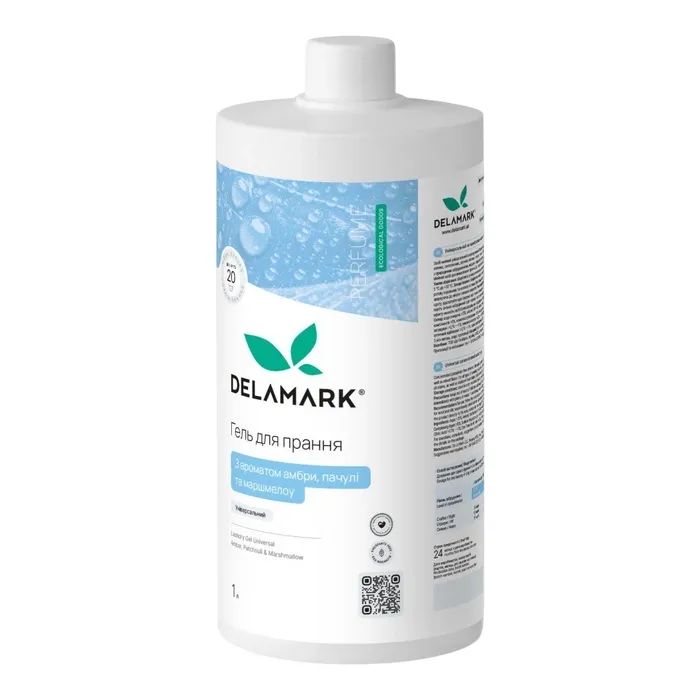 Гель для стирки DeLaMark Универсальный С ароматом амбры, пачули и маршмеллоу 1 л (4820152333995)