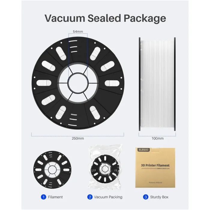 Пластик для 3D-принтера ELEGOO PETG 4x3кг, 1.75мм, white (50.203.0630) зображення 4