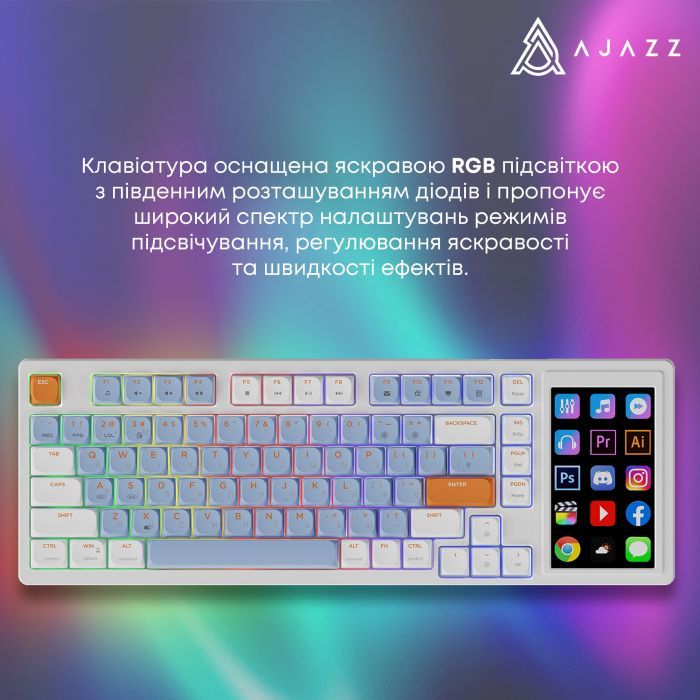 Клавиатура Ajazz AKP815 RGB Red Switch USB UA White/Blue (AKP815-R-WBO) изображение 10