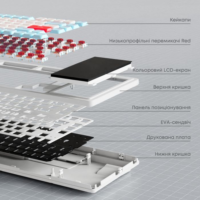 Клавиатура Ajazz AKP815 RGB Red Switch USB UA White/Blue (AKP815-R-WBO) изображение 12