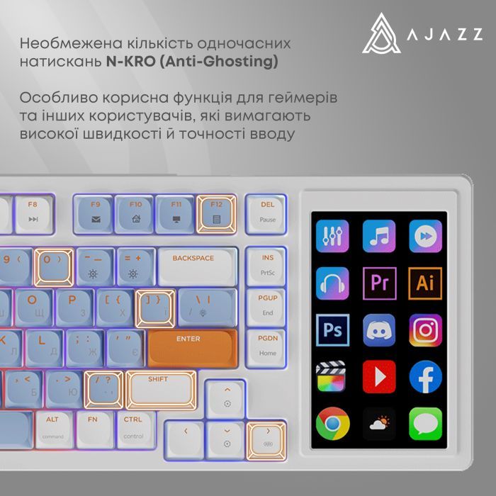 Клавиатура Ajazz AKP815 RGB Red Switch USB UA White/Blue (AKP815-R-WBO) изображение 8