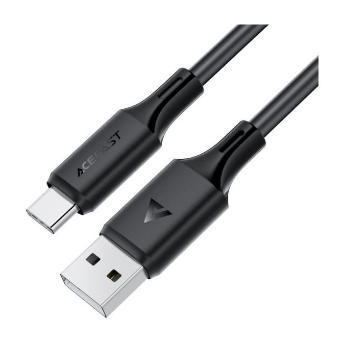 Дата кабель USB 2.0 AM to USB-C 1.2m 3A 60W silicone black Acefast (6974316284178)