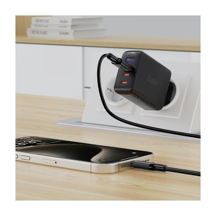 Дата кабель USB 2.0 AM to USB-C 1.2m 3A 60W silicone black Acefast (6974316284178) изображение 5