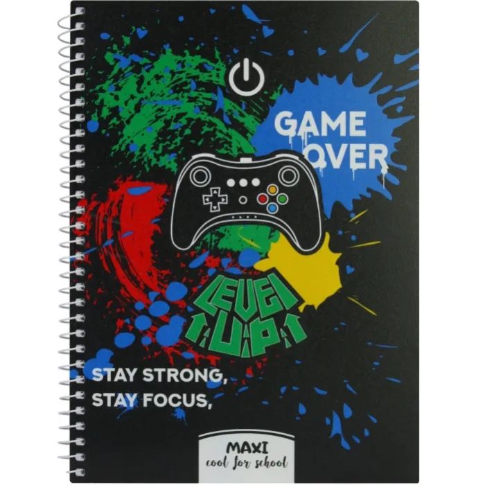 Блокнот Maxi А5, пластикова обкладинка, спіраль, 60 арк., клітинка (MX21213-03)