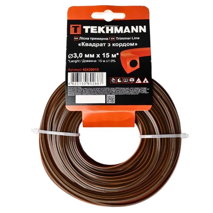 Жилка косильная Tekhmann "Квадрат с кордом" 3,0 мм × 15 м (42430015)