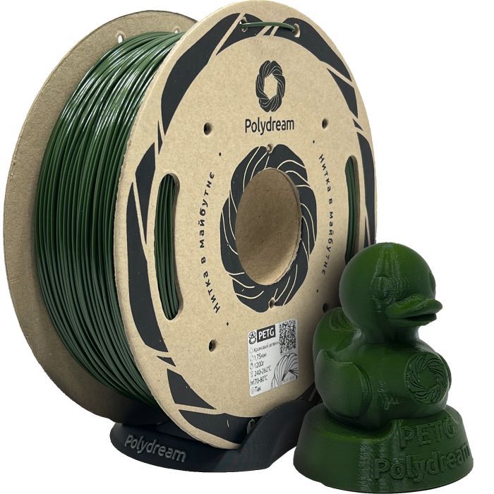 Пластик для 3D-принтера Polydream PETG 1,75mm 1,2кг Khaki green chrome (PETG6020/12)