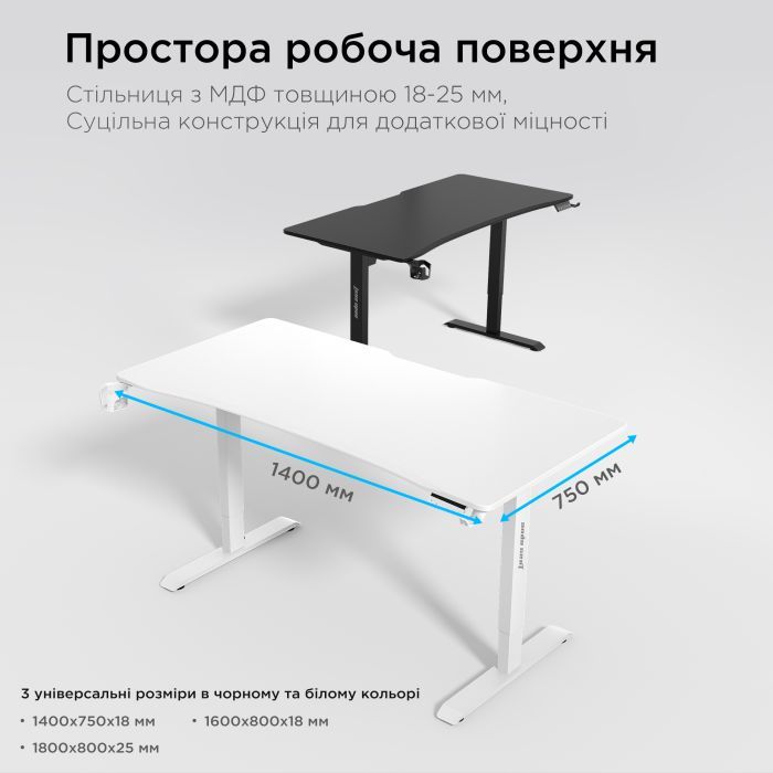 Комп'ютерний стіл Anda Seat Xtreme White (AD-D-DD1-1400-07-W) зображення 12