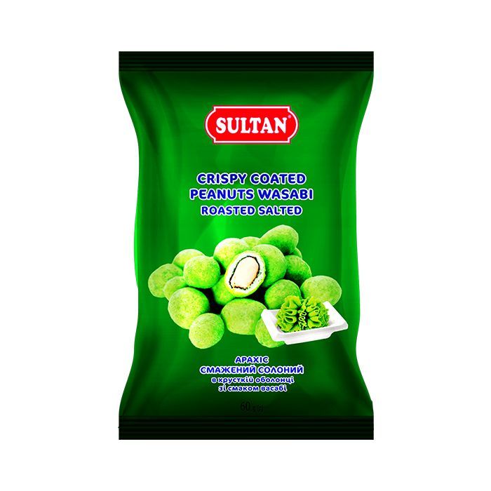 Орехи Sultan Арахис жареный соленый в хрустящей оболочке со вкусом васаби 60 г (slt.50441)
