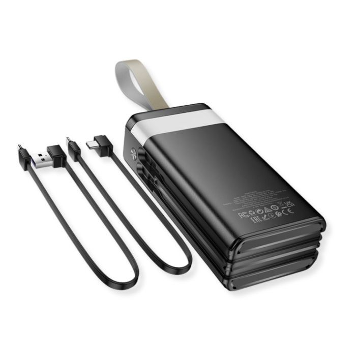 Батарея універсальна HOCO 30000mAh Plentiful 22.5W, built-in cables, LED, Black (DB58 / 715030) зображення 5