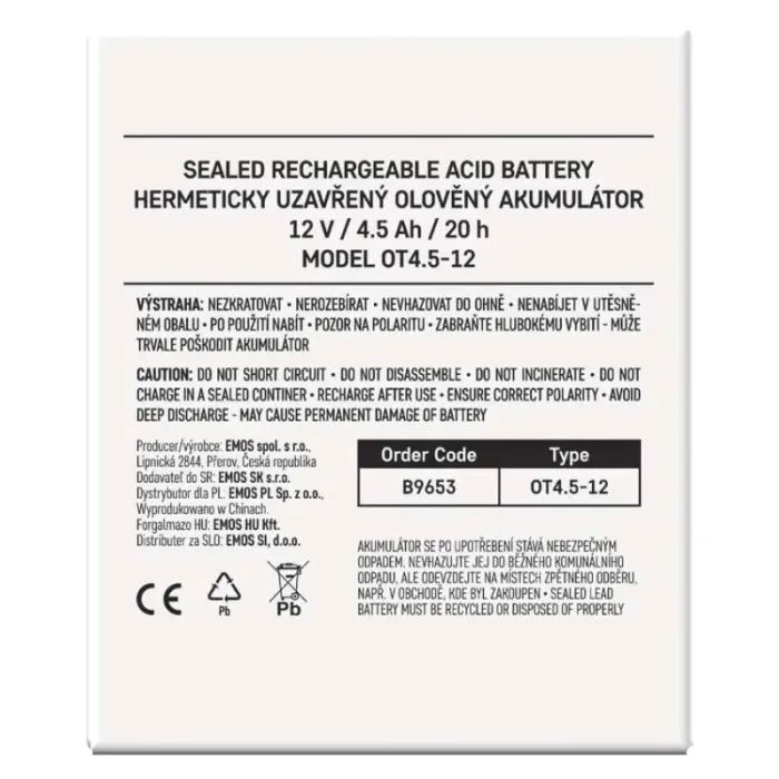 Батарея до ДБЖ EMOS 12V 4.5Ah (B9653) зображення 9