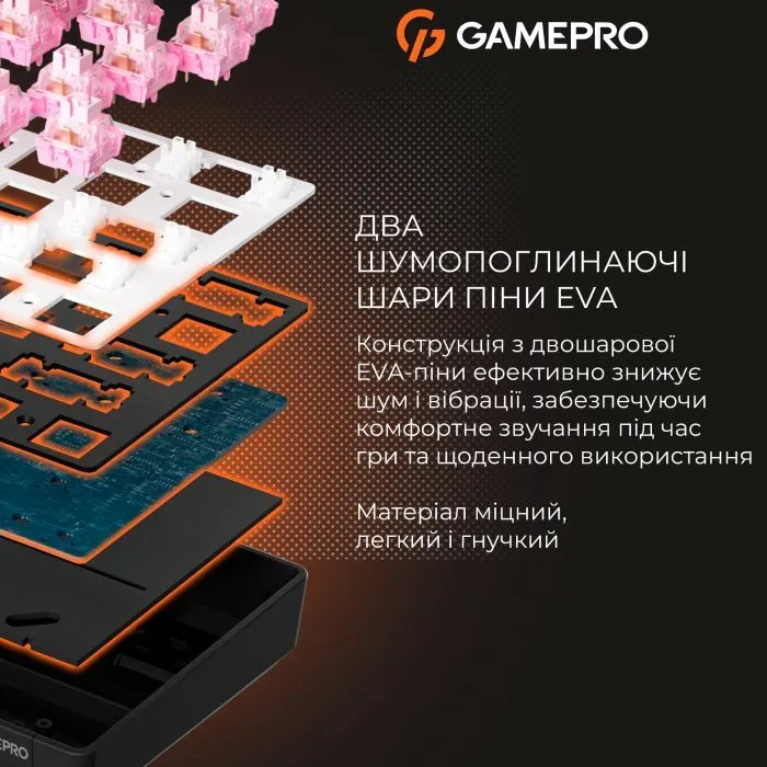 Клавиатура GamePro MK130 V2 Infinity QLAB Sakura Linear RGB USB UA Black (MK130-V2-B-QS) изображение 18