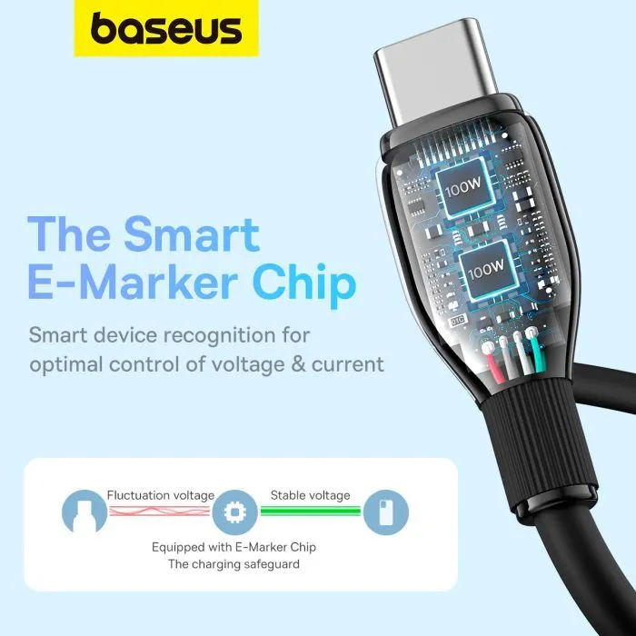 Дата кабель USB-C to USB-C 1.2m 100W black Baseus (P10355702111-00) изображение 8