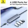 Концентратор Baseus USB 3.0 to 4xUSB 3.0 + USB-C gray (B0005280B811-01) зображення 10