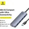Концентратор Baseus USB 3.0 to 4xUSB 3.0 + USB-C gray (B0005280B811-01) зображення 8