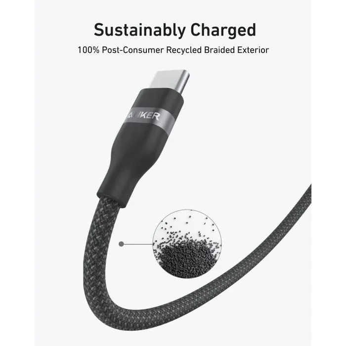 Дата кабель USB-C to USB-C 1.8m 240W upcycled-braided black Anker (A82E2H12) изображение 2