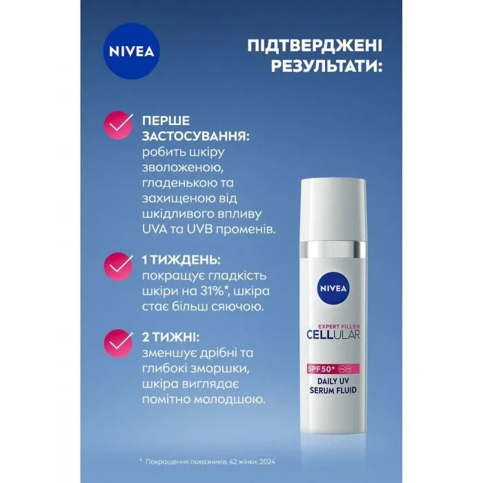 Крем для лица Nivea Cellular expert filler Защитный флюид SPF 50+ 30 мл (5900017098364) изображение 6