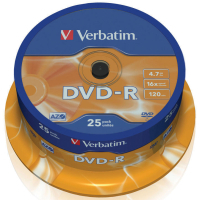 Photos - Optical Storage Verbatim Диск DVD  4.7Gb 16X CakeBox 25шт  43522 (43522)