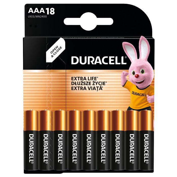 Батарейка Duracell AAA лужні 18 шт. в упаковці (5000394107557 / 81546741) изображение 2