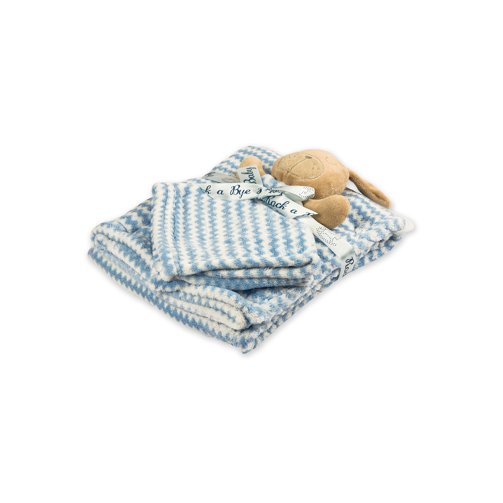 Детское одеяло Luvena Fortuna флисовое с игрушкой-салфеткой, голубое (G8758) изображение 2