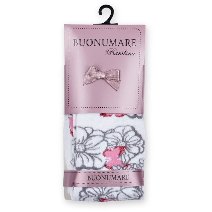 Колготки детские BNM с серыми цветочками на белом фоне (M0C0301-0979-3G-gray white) изображение 5