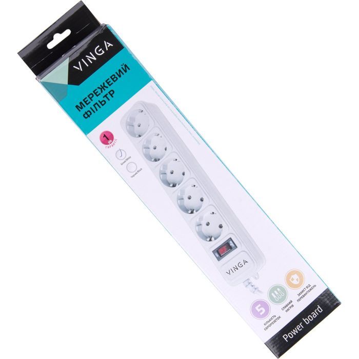 Мережевий фільтр живлення Vinga VG5-2-100 зображення 2