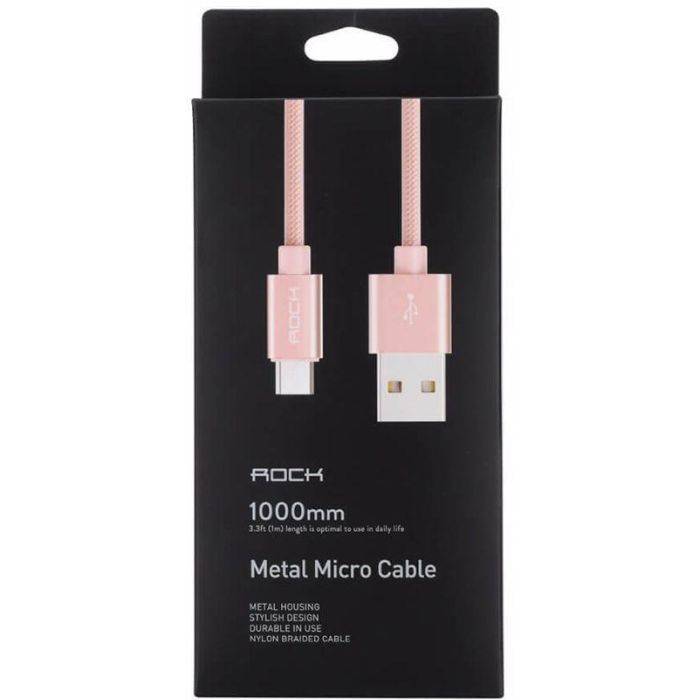 Дата кабель USB 2.0 AM to Lightning 1.0m Rose Gold Rock (F_69311) зображення 2