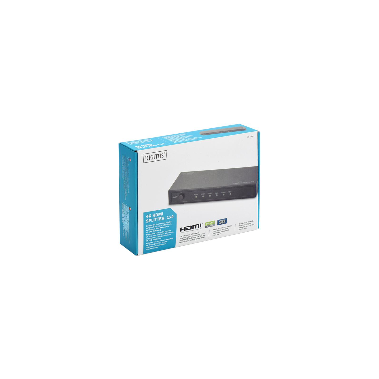 Спліттер Digitus HDMI (INx1 - OUTx4), 4K, black (DS-47304) зображення 3