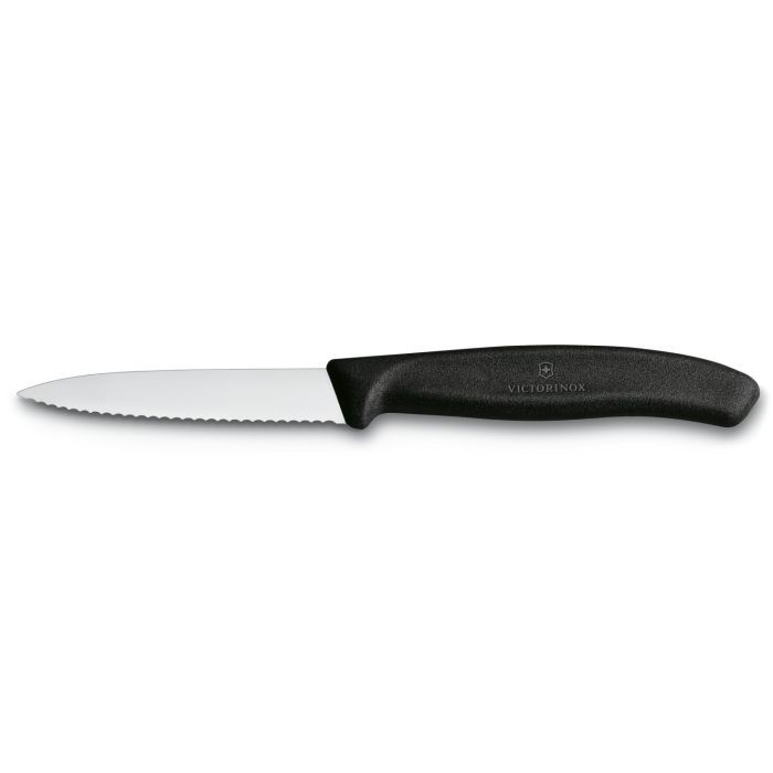 Кухонный нож Victorinox SwissClassic для нарезки 8 см, волнистое лезвие, черный (6.7633)