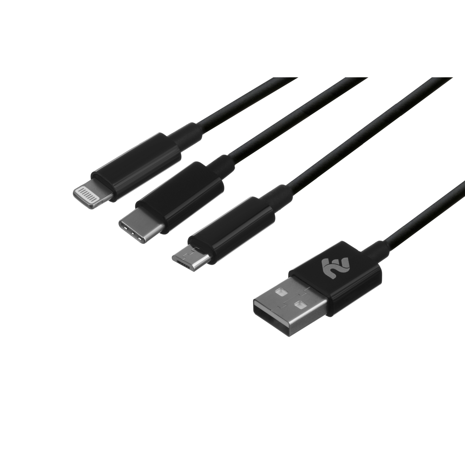 Дата кабель USB 2.0 AM to Lightning + Micro 5P + Type-C 1.2m black 2E (2E-CCMTLAB-BL) изображение 2