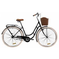 Велосипед Dorozhnik 28" RETRO PH рама-19" St 2020 черный, багажник + корзина (OPS-D-28-188)