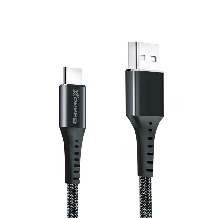 Дата кабель USB 2.0 AM to USB-C 1.2m Grey Grand-X (FC-12G) зображення 3