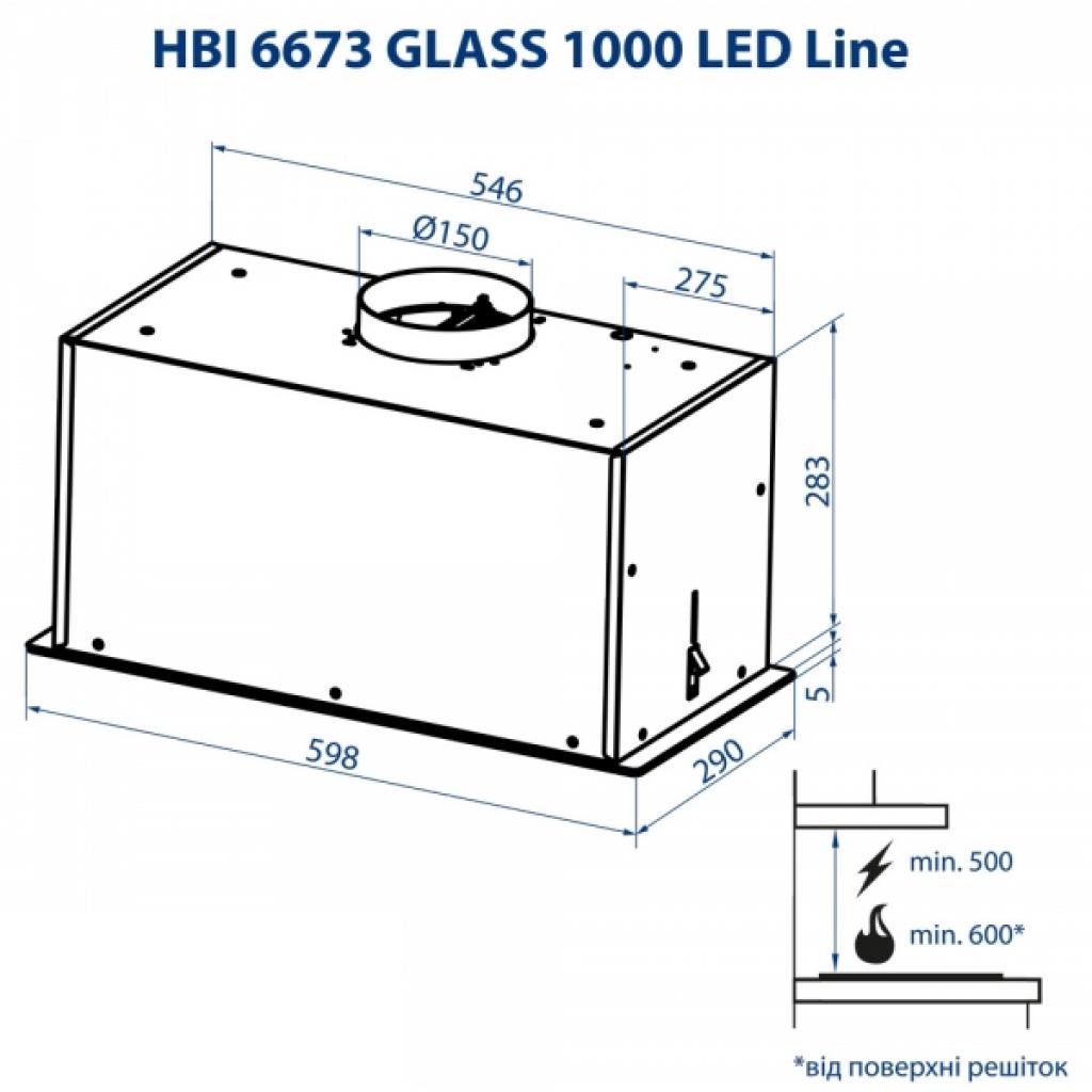 Вытяжка кухонная Minola HBI 6673 BL GLASS 1000 LED Line изображение 9