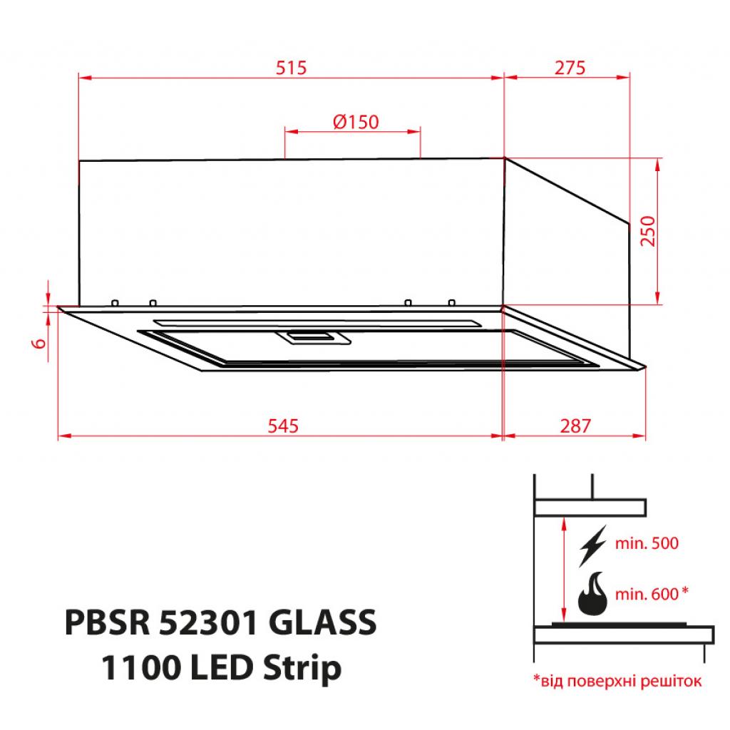 Вытяжка кухонная Weilor PBSR 52301 GLASS BL 1100 LED Strip изображение 12