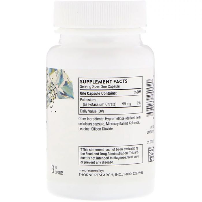 Мінерали Thorne Research Калій Цитрат, Potassium Citrate, 90 капсул (THR-24002) зображення 2