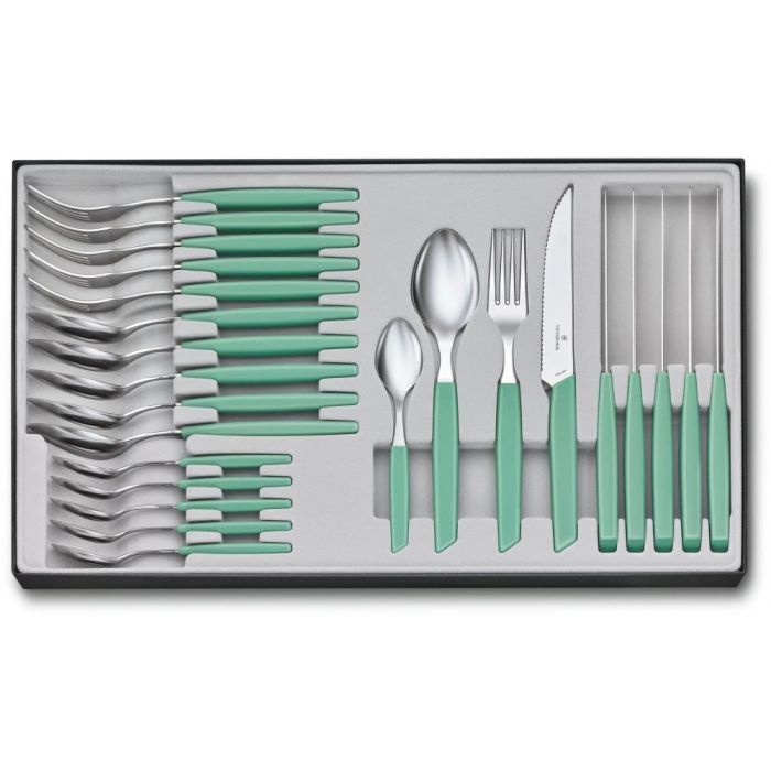 Набір столових приборів Victorinox Swiss Modern Table Set 24 шт Steak Mint (6.9096.12W41.24)