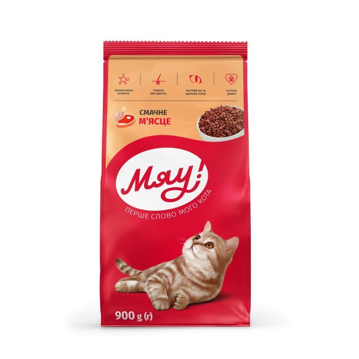Сухой корм для кошек Мяу! со вкусом мяса 900 г (4820083905742)