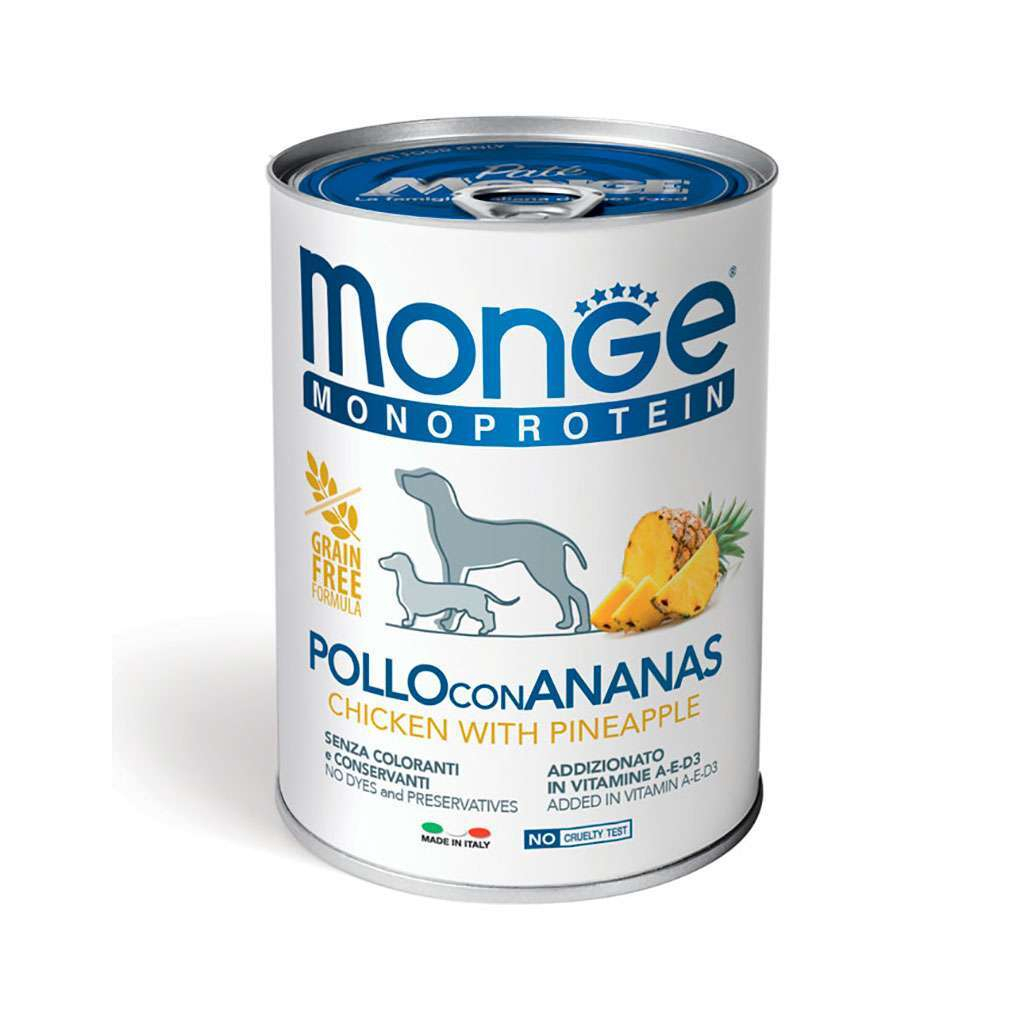 Консервы для собак Monge Dog Fruit Monoprotein курица с ананасом 400 г (8009470014311)