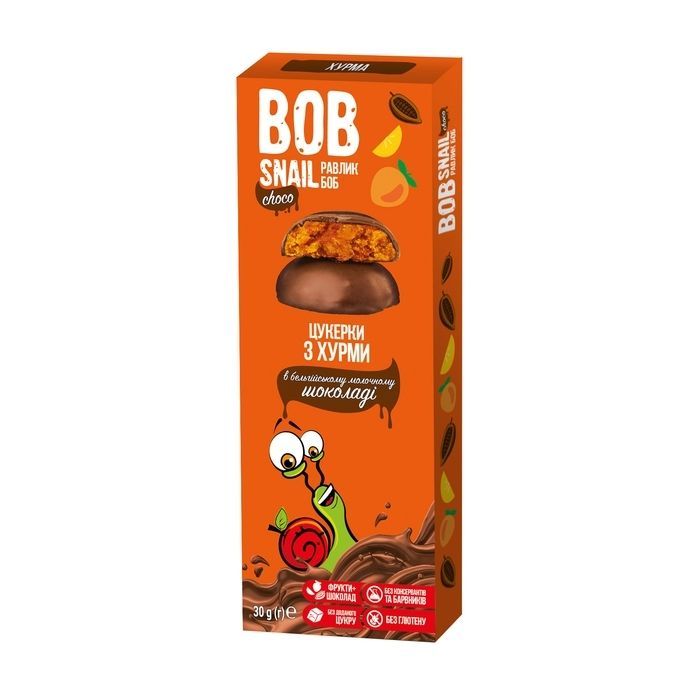 Конфета Bob Snail Улитка Боб из хурмы в молочном шоколаде 30 г (4820219342656)