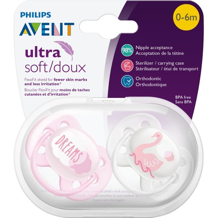 Пустышка Philips AVENT Ultra Soft для девочек 0-6 мес. 2 шт. (SCF222/02)